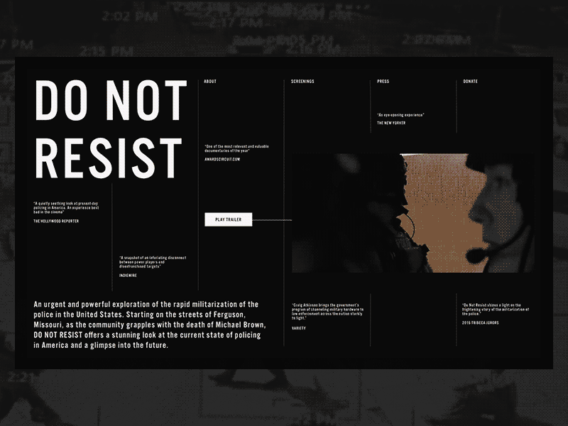 Do Not Resist animation framer gif home homepage page police ui