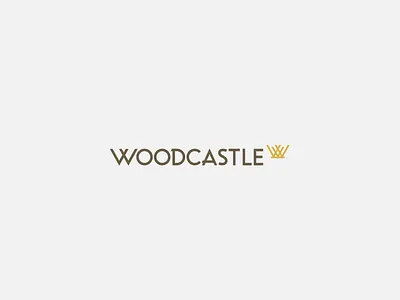 Woodcastle Horizontal Logo castle crown furniture icon logo wood