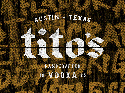 Tito's Vodka black letter grunge halftone logo