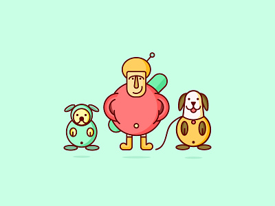 Family dog family illustration man seal