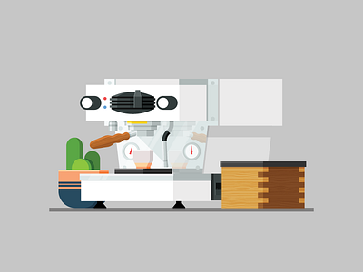 Linea Mini cactus coffee cup espresso espresso machine illustration