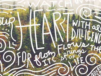 Springs of Life lines scripture swirls type typography verse