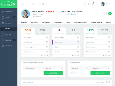 Dashboard Web App Product UI Design: Course Summary colombo course dashboard data design form graph green interface product ui ux