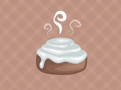 Halftone Sticky Bun breakfast brown bun cinnamon flat halftone illustration sugar warm