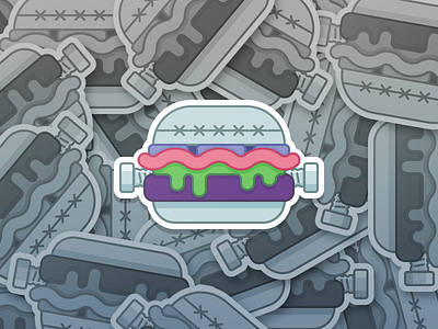 SteinBurger burger frankenstein halloween horror icon line sticker stroke