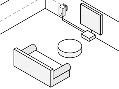 Manual view - living room grayscale illustration isometric lines manual view