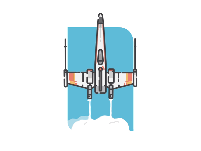 X-wing starfighter - motion design 2d animation fighter flat motion motion design smoke star wars starfighter starwars x wing xwing