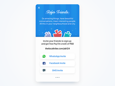 Refer Friends android credit free illustration invite ios mobile rewards share thelocaltribe ui ux