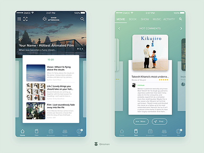 Home & Movie Page - Douban Redesign app card douban home movie ui