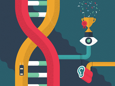 Surreallustration dna flat illustration medical surreal texture vector