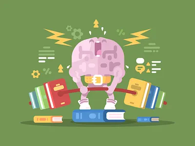 Practising brain brain fitness flat health healthy idea illustration kit8 knowledge mind vectro