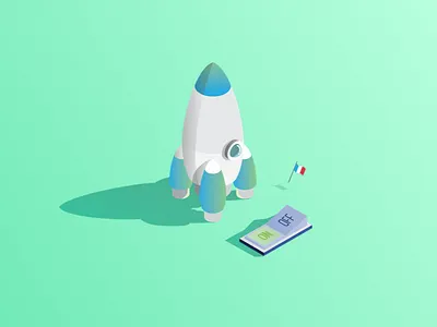 #7 - Rocket flag icons illustration illustrator isometry rocket space