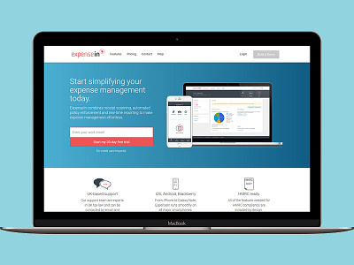 ExpenseIn Landing Page business clean saas ui ux website