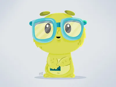 Green Monster character color flat illustration vector