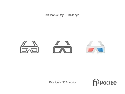 Icon Challenge Day 57 3d Glasses 3d blue cinema flat glasses glyph icon line material movie red solid
