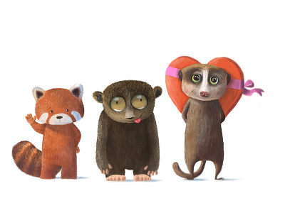 Dribble5 cute heart loris panda red suricate