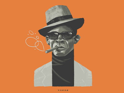 Lightnin' Hopkins conte digital drawing illustration painting portrait