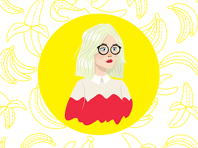 E. Robertson banana character design illustration yellow