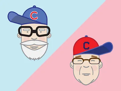Terry vs Joe baseball caricature cartoon cubs hat indians sports vector world series