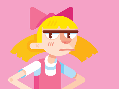 Helga angry cartoon cute fan art geometric girl helga nickelodeon pink vector