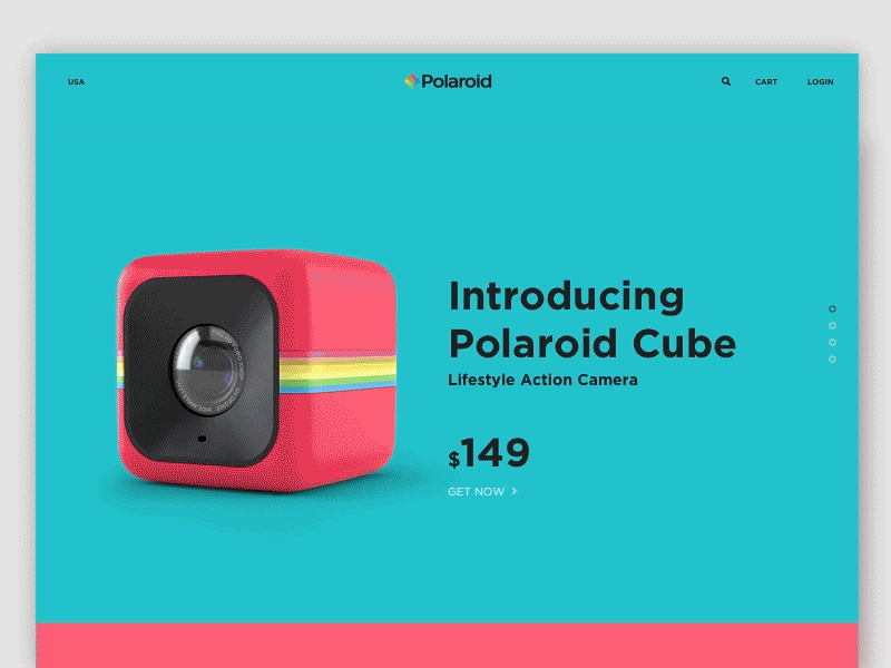 Daily UI #003 Landing Page - Polaroid Cube card ui dailyui landing page motion one page website polaroid polaroid cube web site