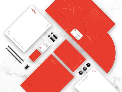 Rabbat Stationery bat branding circle creative grid logo mark moon rabbat rabbit red stationery vietnam