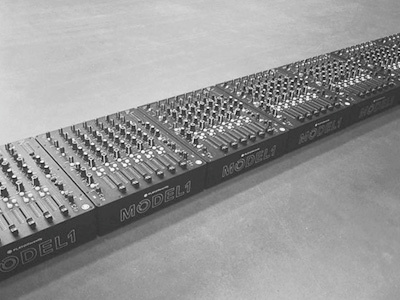 A row of MODEL1 mixers for ENTER. ADE model1 playdifferently richie hawtin