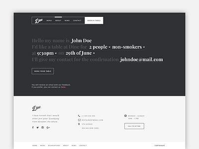 Dine - A Unique Restaurant Template contact dark design food form restaurant template theme themeforest typography ui ux