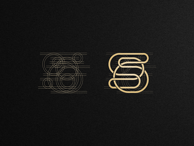 S monogram circles construction creative fluid lettermark line logo mark monogram s