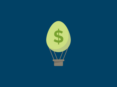 Free-Floatin' egg financial freedom hot air balloon icon illustration investing money nest egg pun