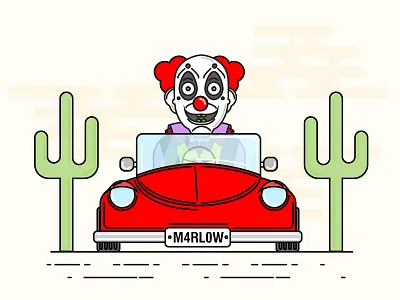Marlow the desert clown illustration.