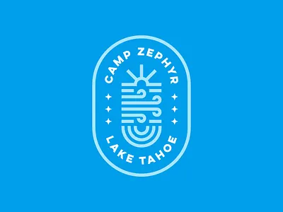 Camp Zephyr badge creative dan fleming design logo stars sun water wind
