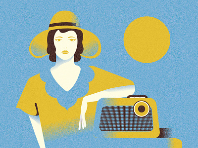 Woman with old radio WIP (per. '16)