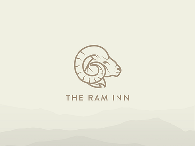 The Ram Inn by Neptik brand cream gold hills logo mist