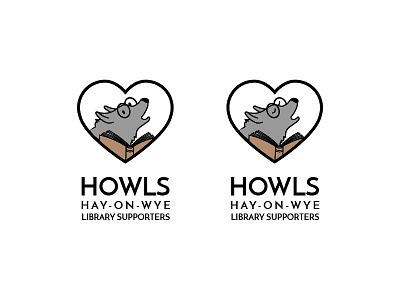 Howls Logo V2 book hay on wye heart library logo wolf