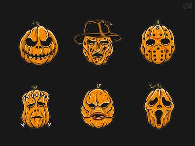 Famous Pumpkins 1 character creature from the black lagoon frankenstein freddy krueger horror jack skellington jason monster pumpkin scream sticker