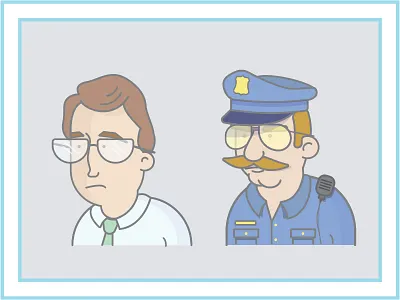Cartooning accountant cartoon cop glasses illustrator nerd police uniform vector