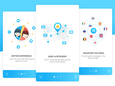 Onboarding app language map mobile nation pk social study welcome screen