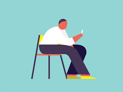 Refresh until you're old 2d chair character flat illo illustration mobile mograph motion graphics phone
