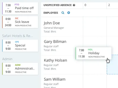 Shift management employee management shift