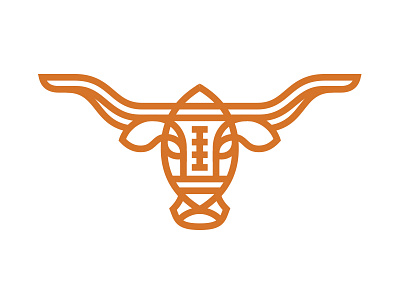 Longhorns & Pigskins cattle football horns logo longhorn monoline orange pigskin sports texas university ut