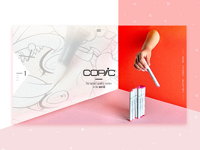 Day 003 Landing page concept copic featured hamburger landing manga marker menu minimalism page panel product red