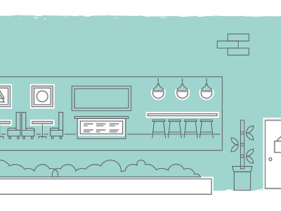 Hotel Coffee Shop asset creation hotel illustration lines