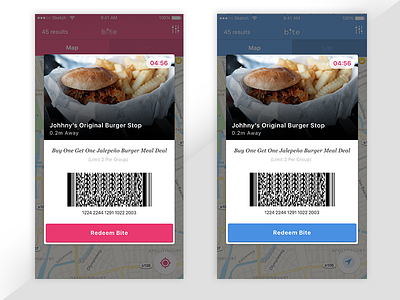 Discovery App // Blue or Pink? Take 2 app coupon discovery food food app ios modal redeem ui