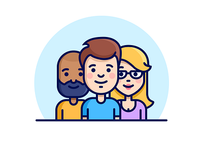 Freelancers flat freelancer friends illustration members outline team teamwork