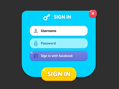 GUI Yellow Kids game icon login mobile popup sign in ux yellow kids