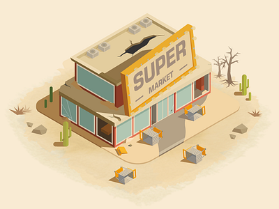 Supermarket building cactus desert gui icon