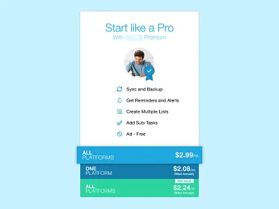 Plan Selection Screen app app explainer graphics material design onboarding product registration todo ui ux