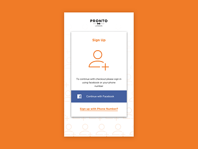 Sign-Up Screen for Pronto by Kwame Afriyie on Dribbble