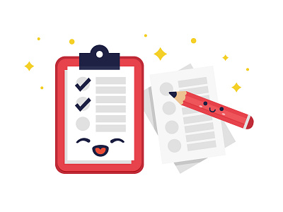 Illustration - Pencil & Paper document file paper pencil survey tick work